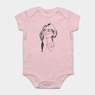 Eyelashes Eyeglasses Rebel Lips & Lipstick T-Shirt Print Baby Bodysuit